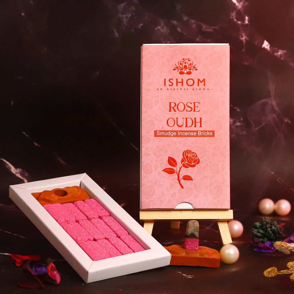 Ishom Rose Oudh Incense Bricks – Luxury Floral Aroma for Relaxation & Gifting