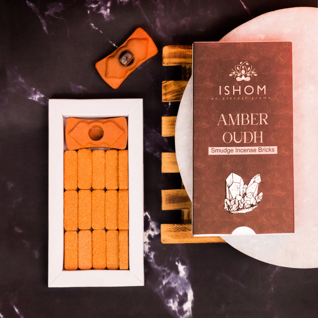 Ishom Amber Oudh Incense Bricks – Premium Warm & Woody Aromatherapy Experience