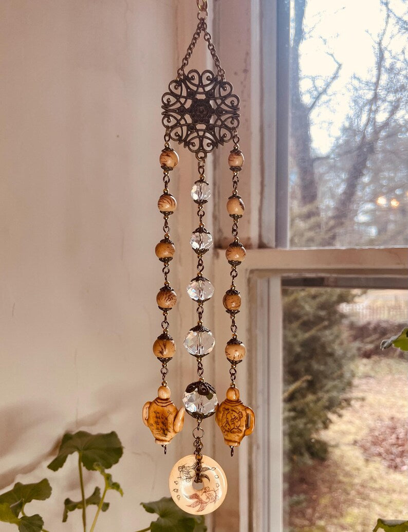 Pisces Suncatcher Vintage Fish Etched Bakelite