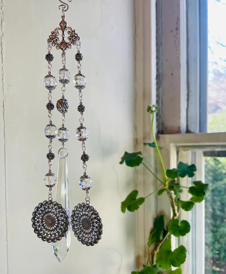 Petal Discs Suncatcher, 20 Petal Pewter Discs