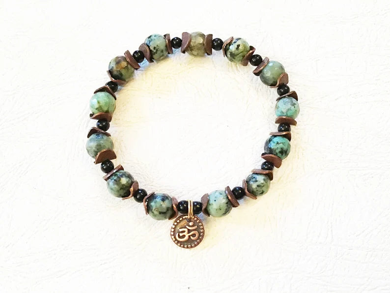 Om Bracelet. Kambaba Jasper Faceted Rounds