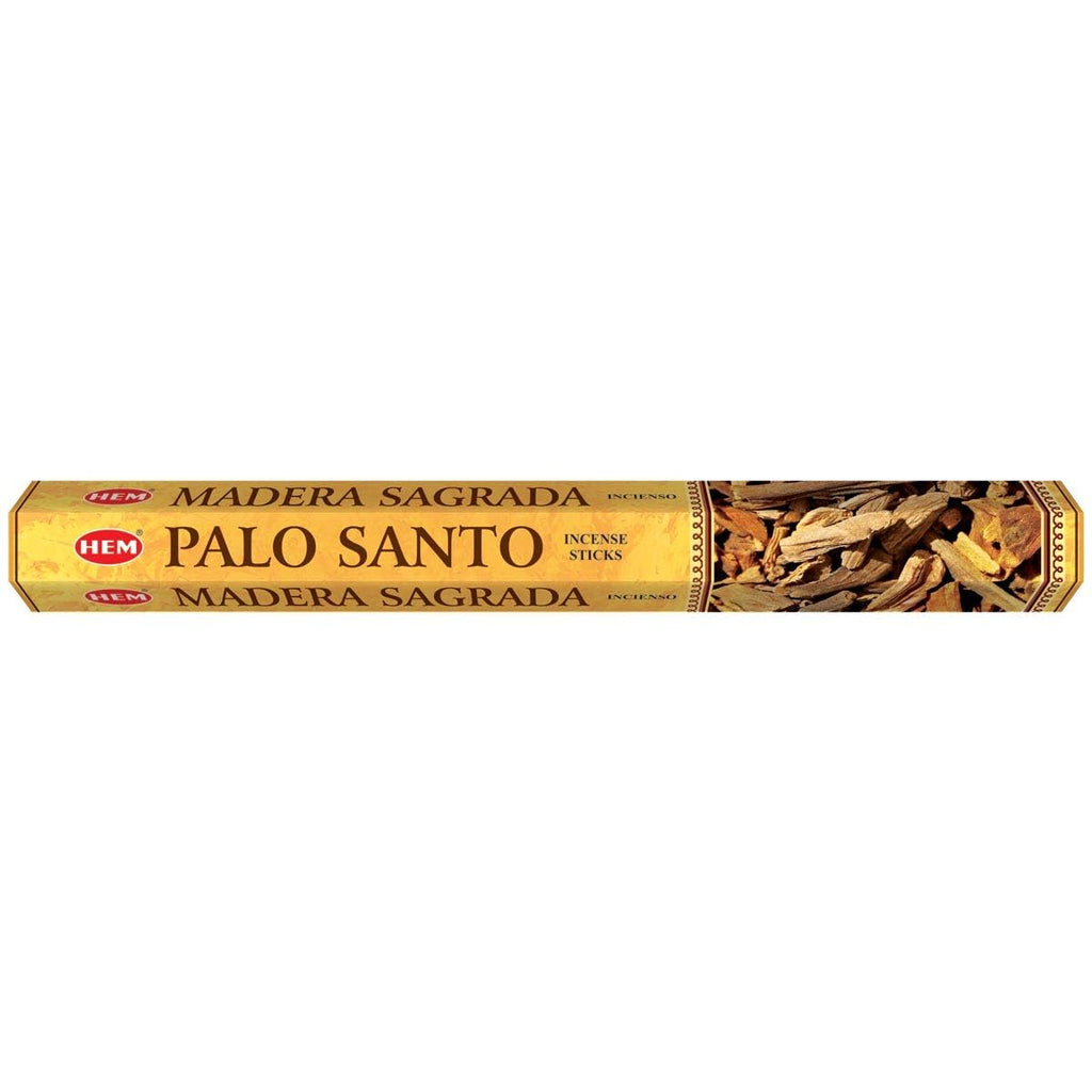 Box of HEM Palo Santo incense sticks on a white background