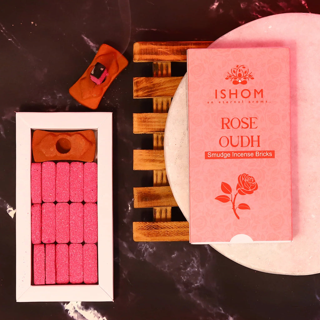 Ishom Rose Oudh Incense Bricks – Luxury Floral Aroma for Relaxation & Gifting