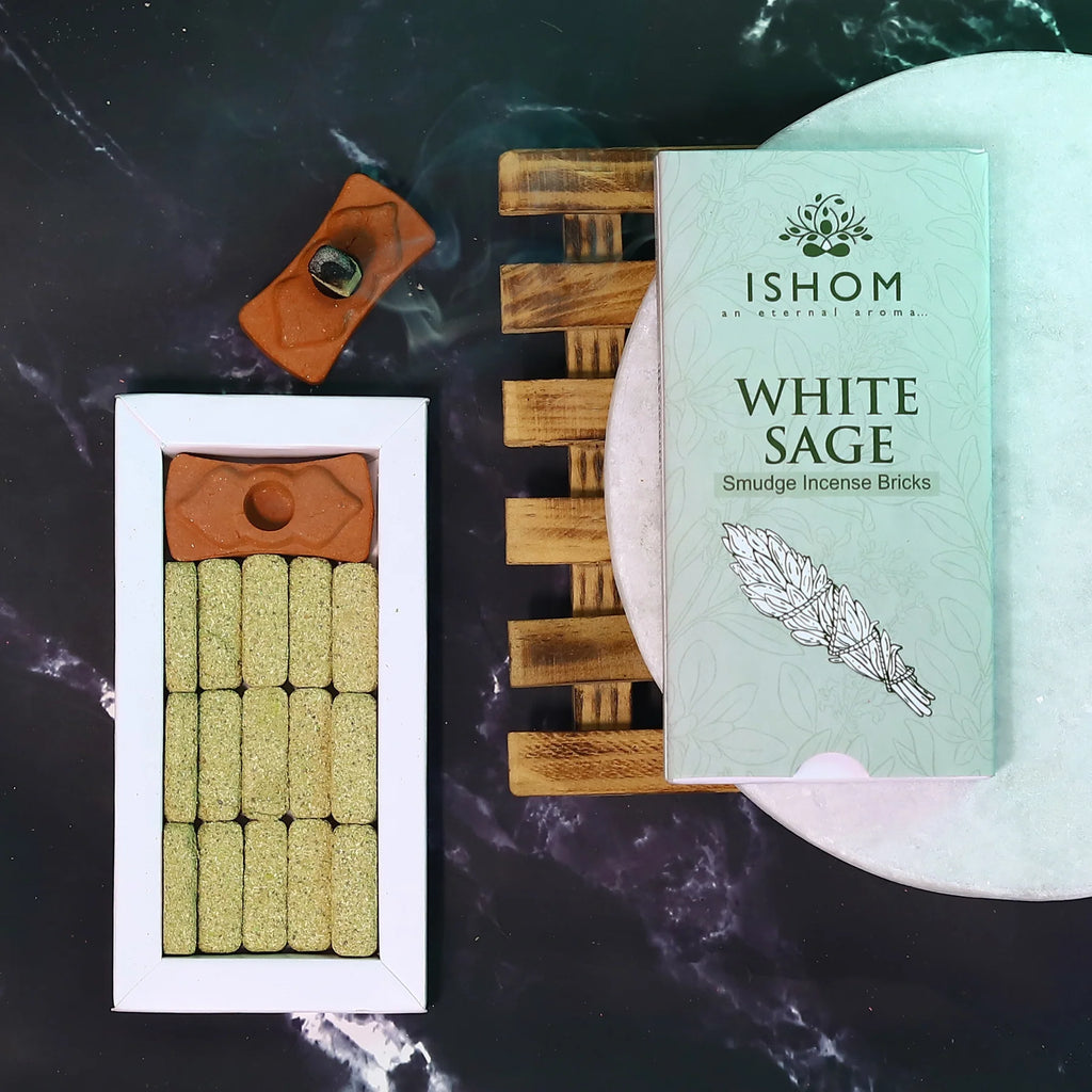 Ishom White Sage Incense Bricks – Natural Cleansing & Purifying Aromatherapy