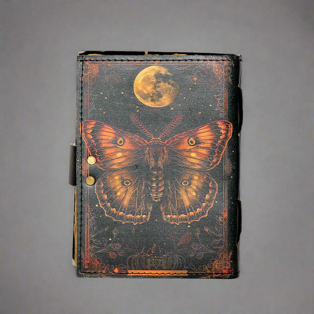 Moon Brown Butterfly Handmade Journal – Celestial Artistic Writing Notebook