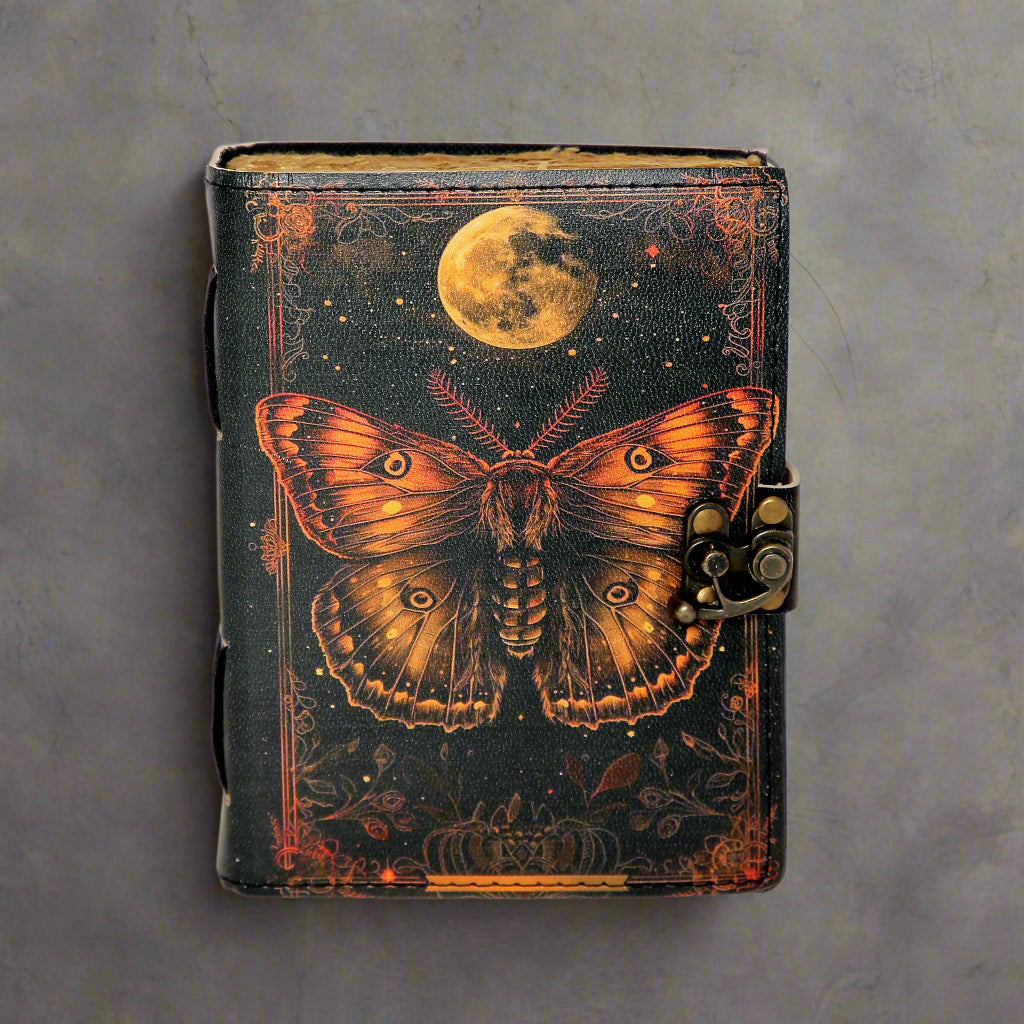 Moon Brown Butterfly Handmade Journal – Celestial Artistic Writing Notebook