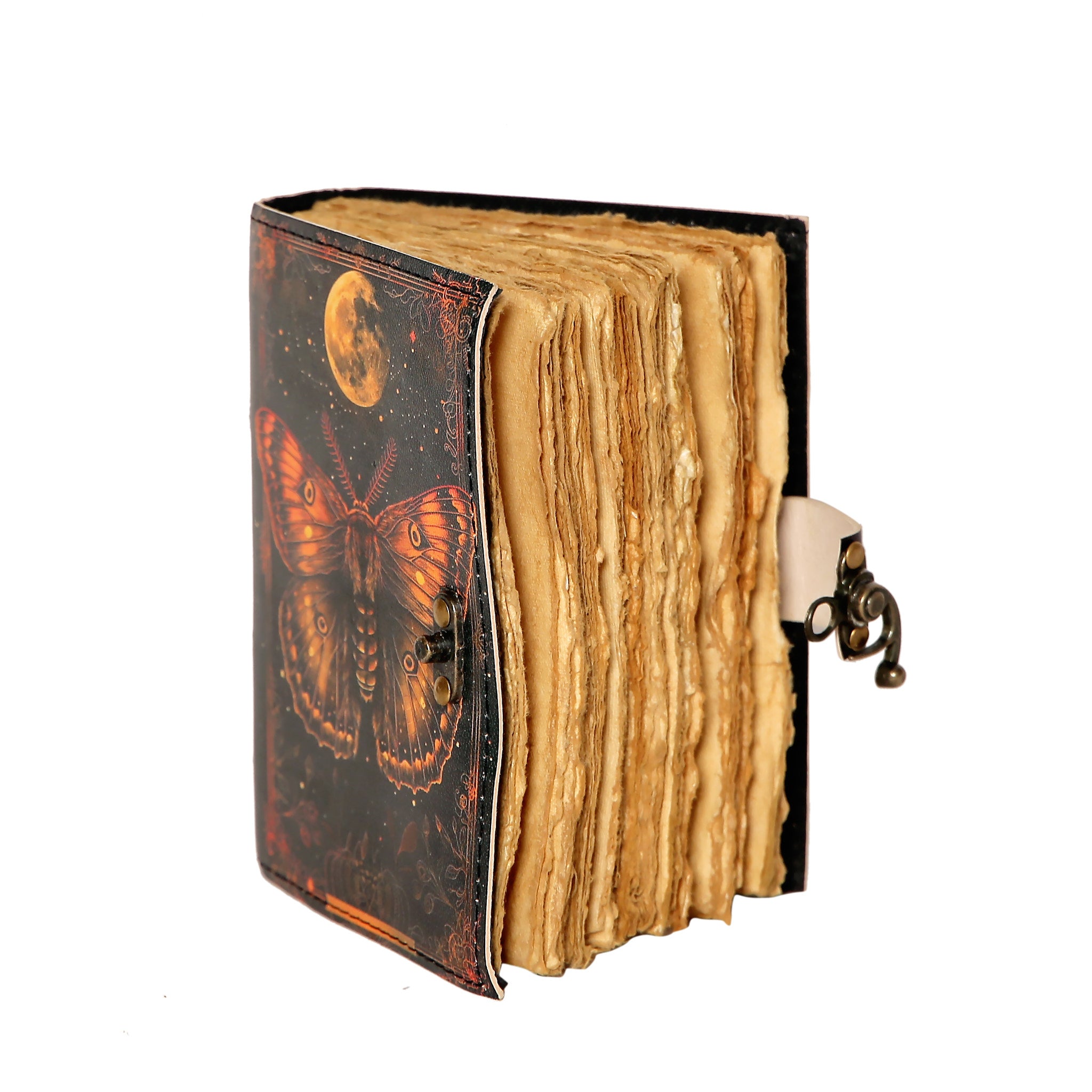 Moon Brown Butterfly Handmade Journal – Celestial Artistic Writing Notebook
