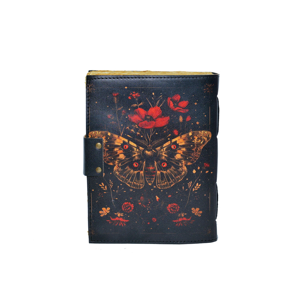 Journal with butterfly and floral design on a white background