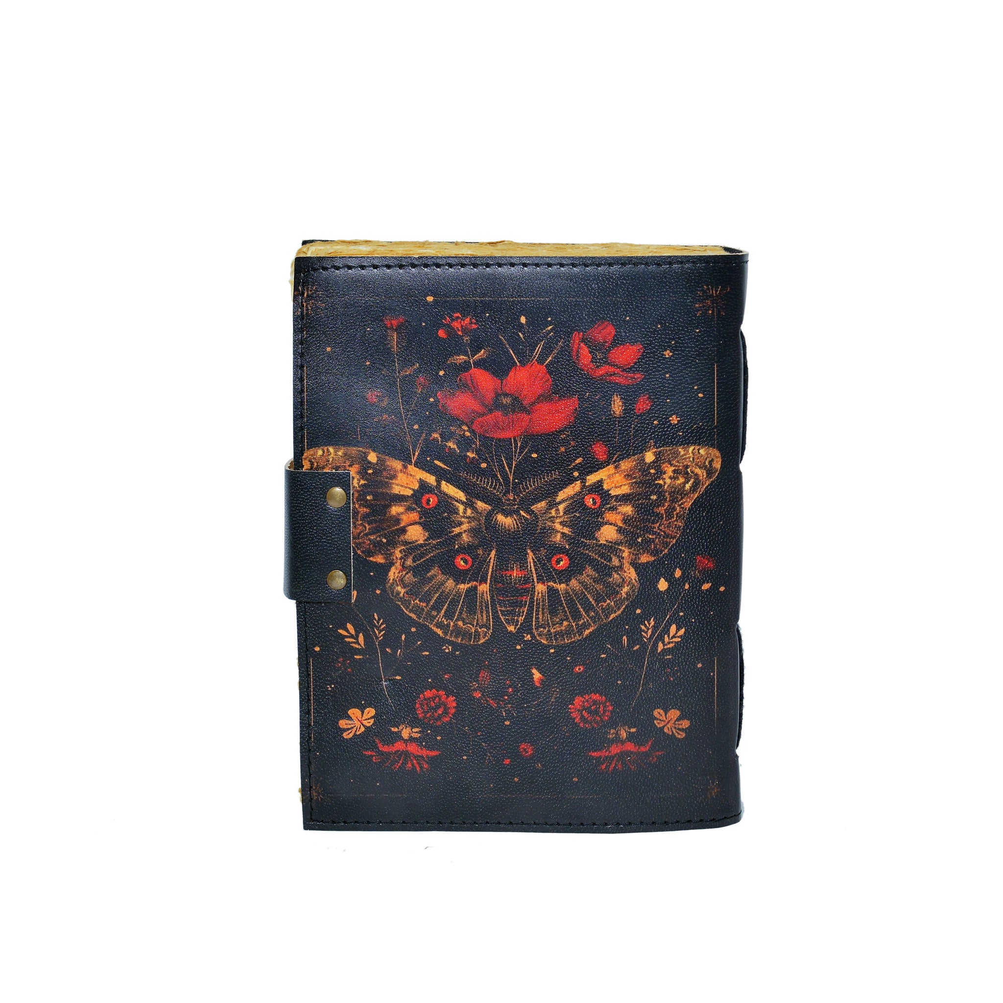 Journal with butterfly and floral design on a white background