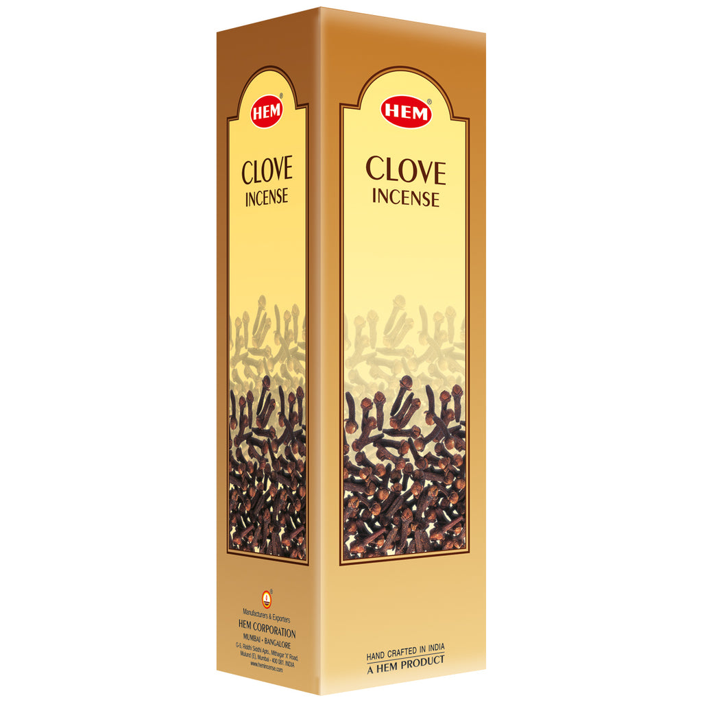 Box of HEM Clove Incense on a white background