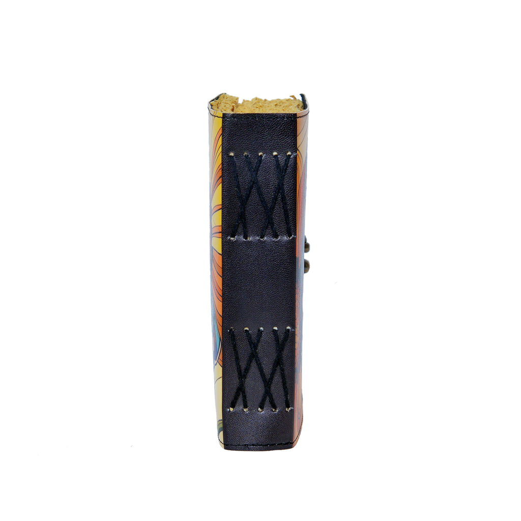 Lighter with colorful design and black pattern on a white background