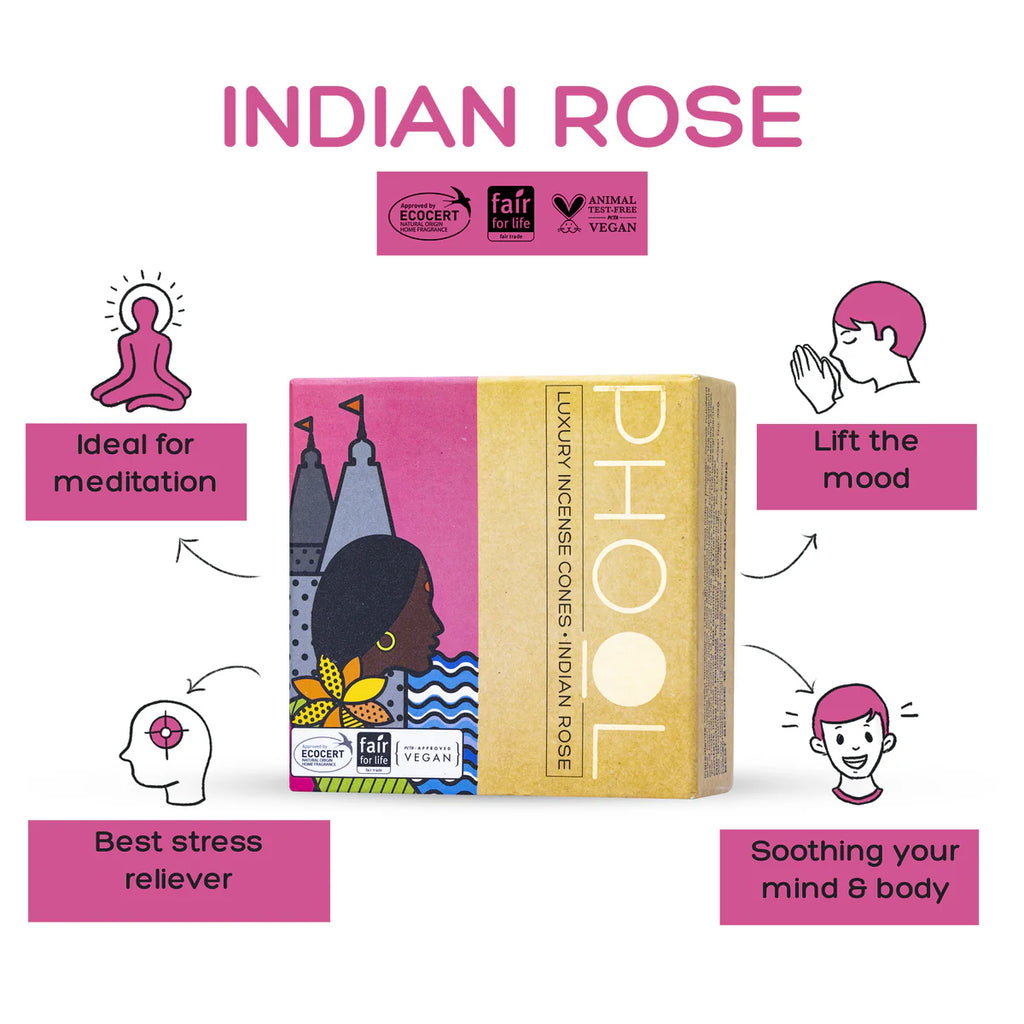 Phool Indian Rose Incense Cones