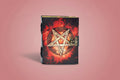 Journal with pentagram design on a red and black background