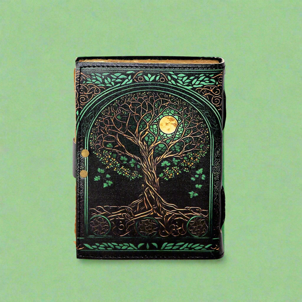 Green Feminine Tree Handmade Journal – Artistic Nature Writing Notebook