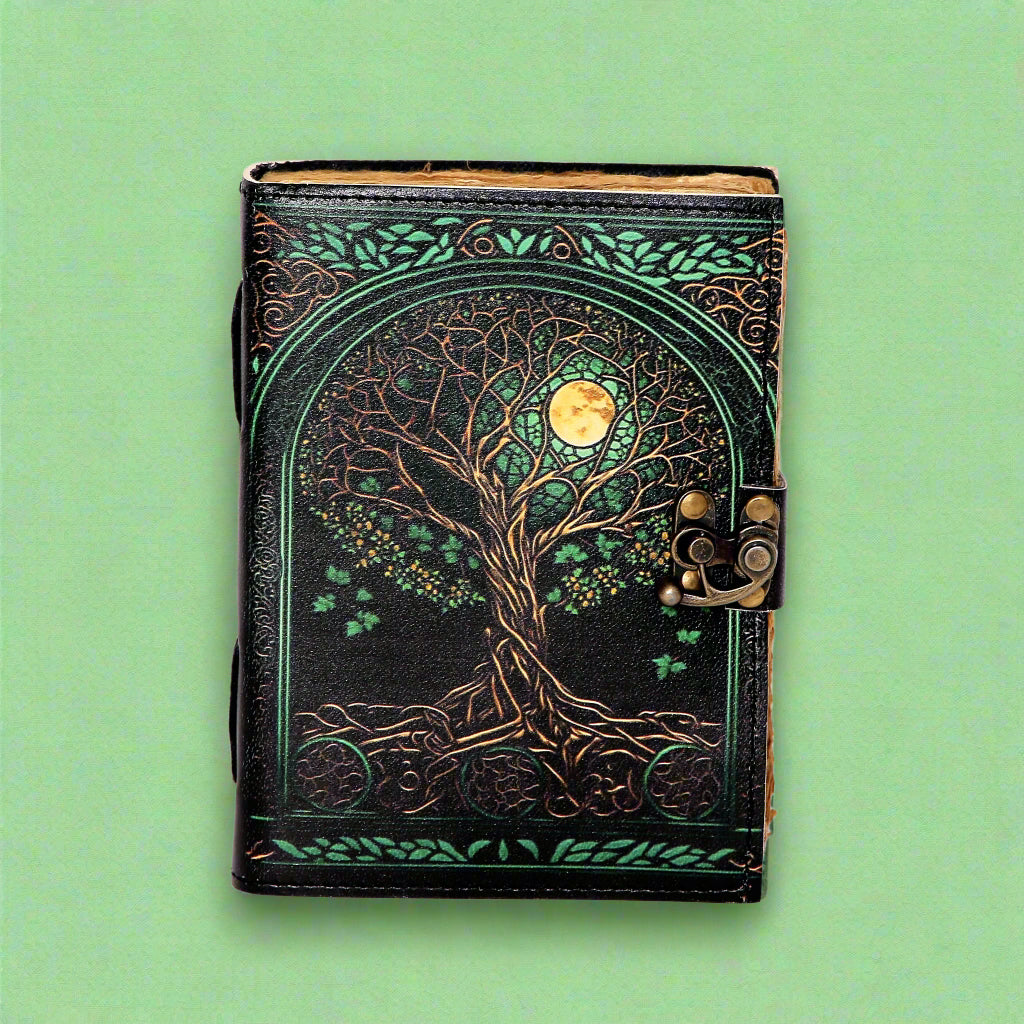 Green Feminine Tree Handmade Journal – Artistic Nature Writing Notebook