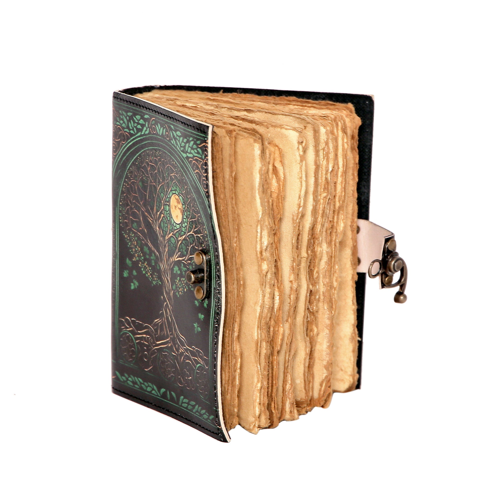 Green Feminine Tree Handmade Journal – Artistic Nature Writing Notebook