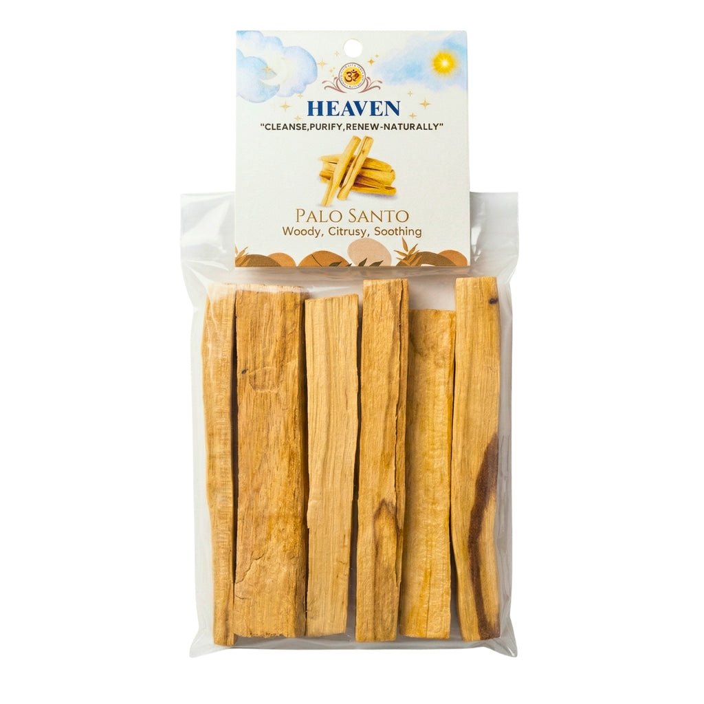 Packaged Palo Santo sticks with 'Heaven' branding on a white background