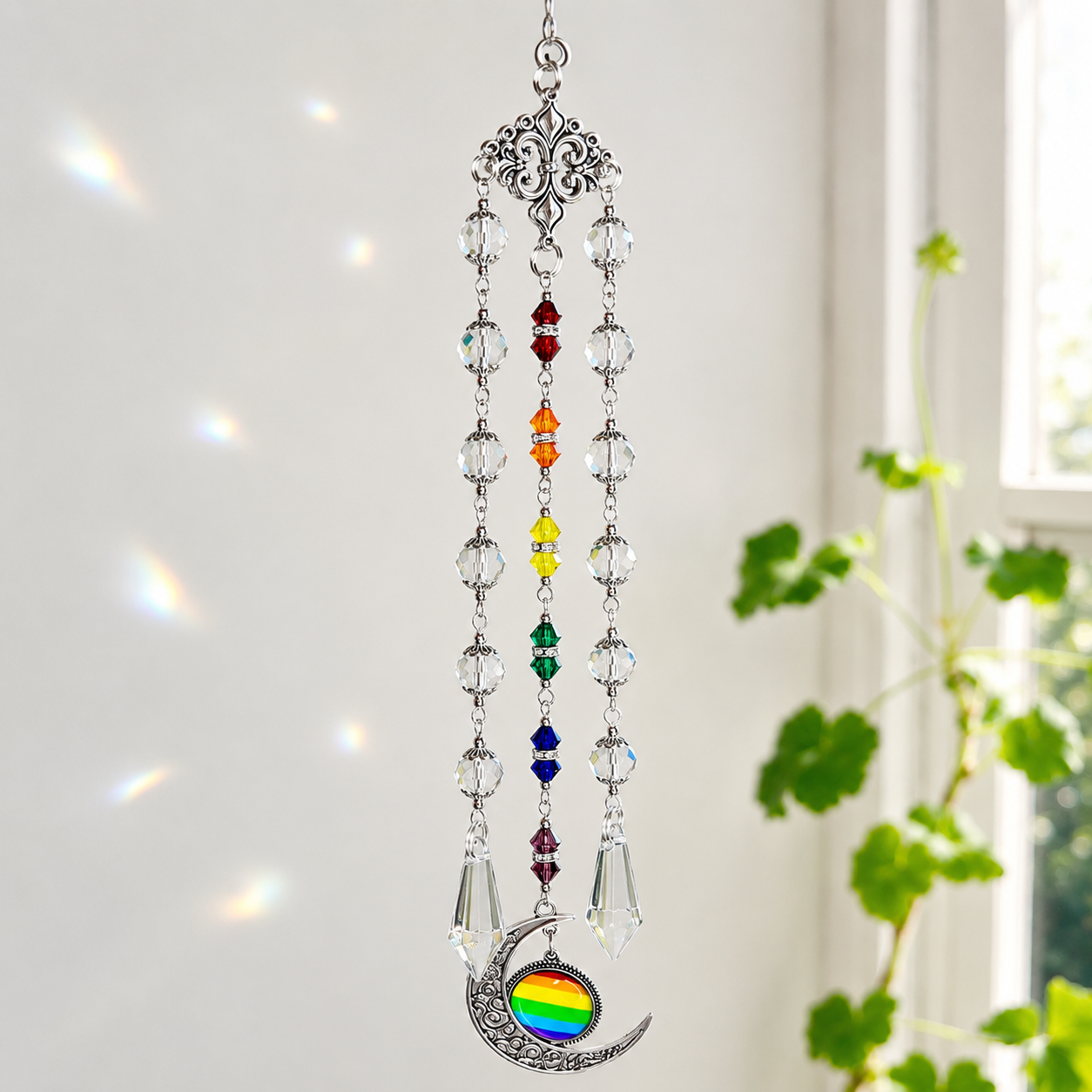 LGBTQ Triple Suncatcher – Handmade Rainbow Hanging Window Décor