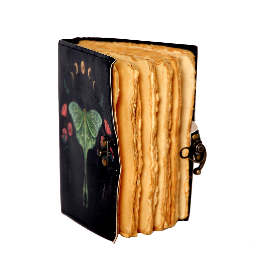 Luna Moth Handmade Journal – Mystical Writing & Artistic Notebook