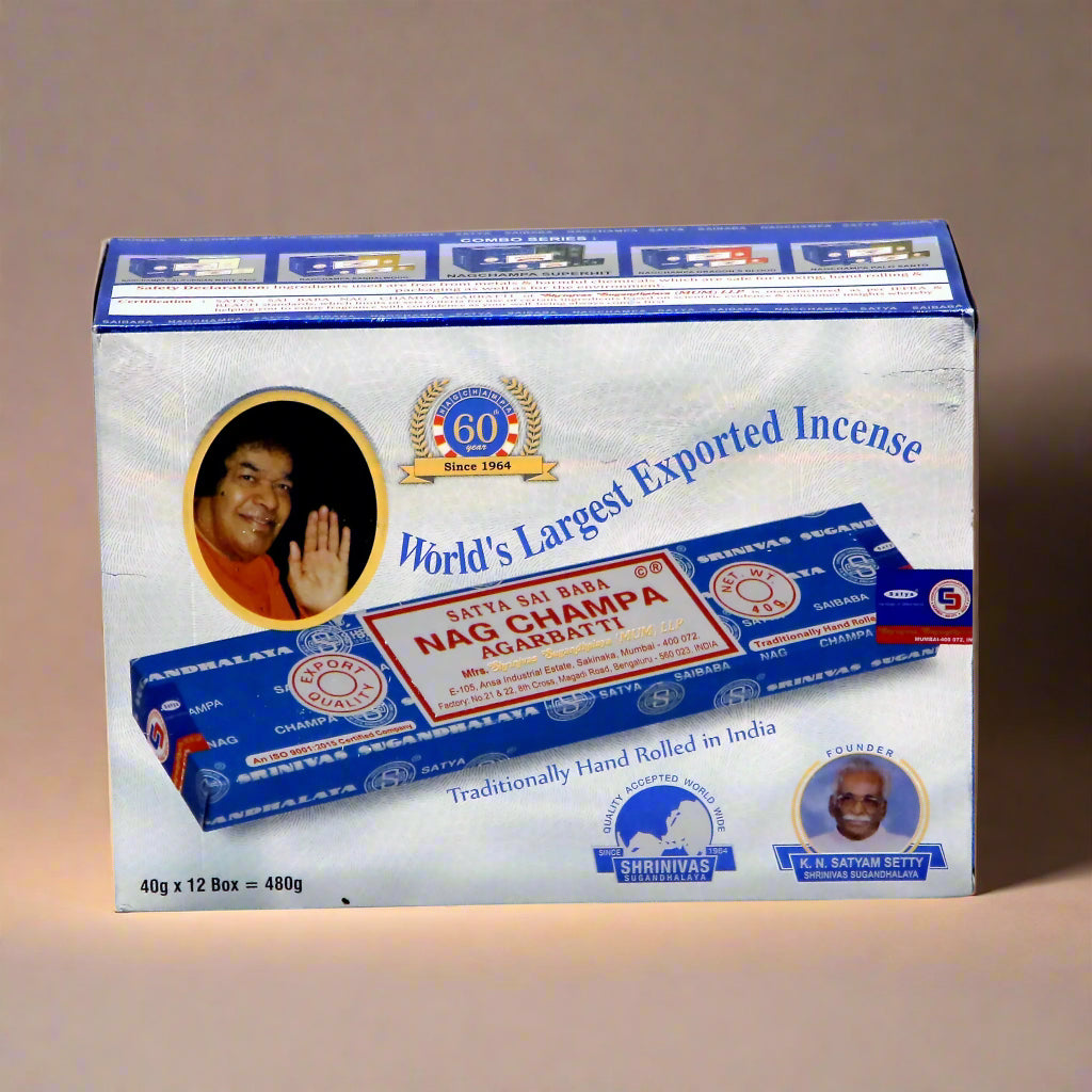 Satya Nag Champa Incense Sticks (Box of 12) – Original & Long-Lasting