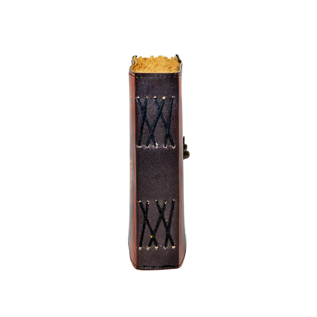 Small rectangular device with gold top and black sides on a white background