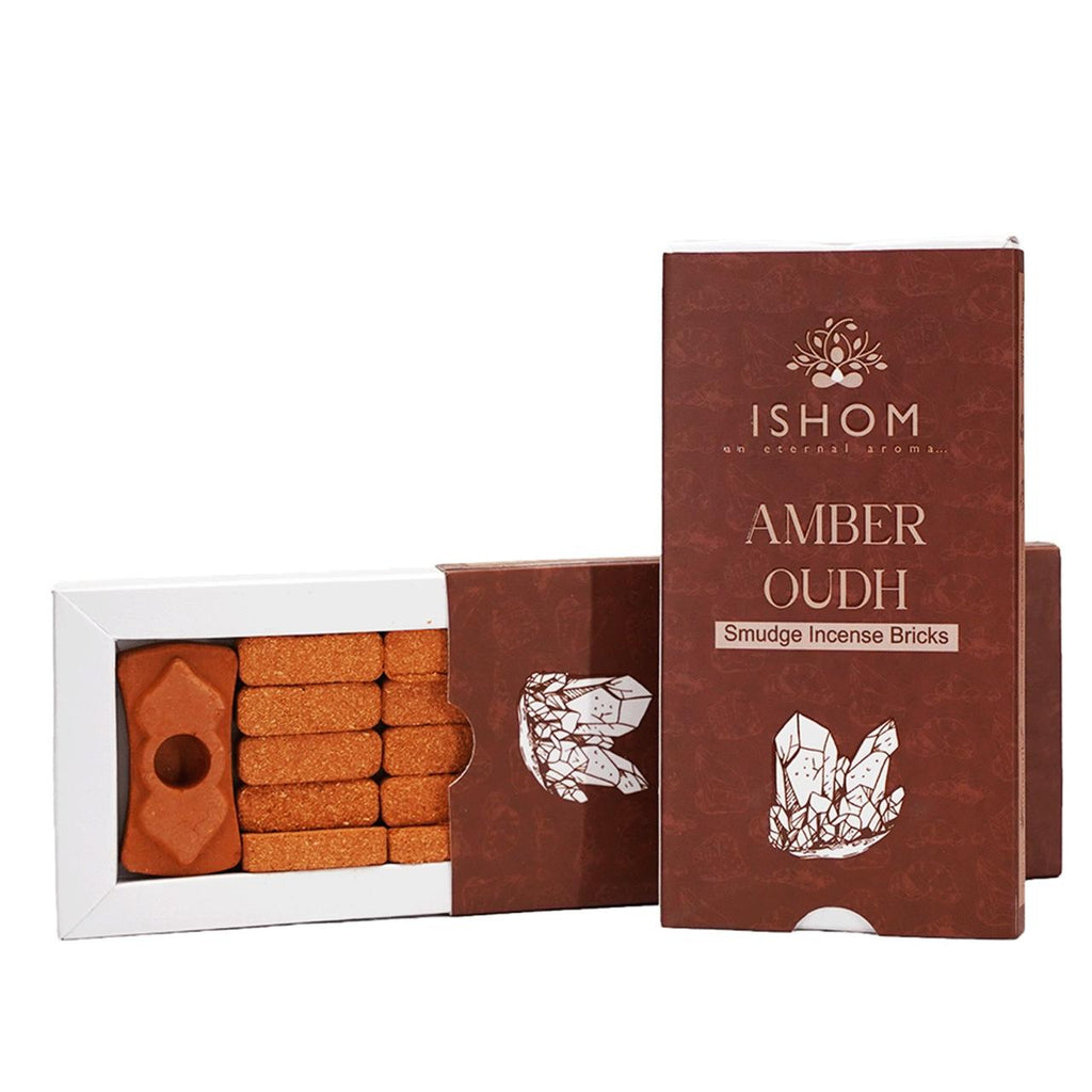 Ishom Amber Oudh Incense Bricks – Premium Warm & Woody Aromatherapy Experience