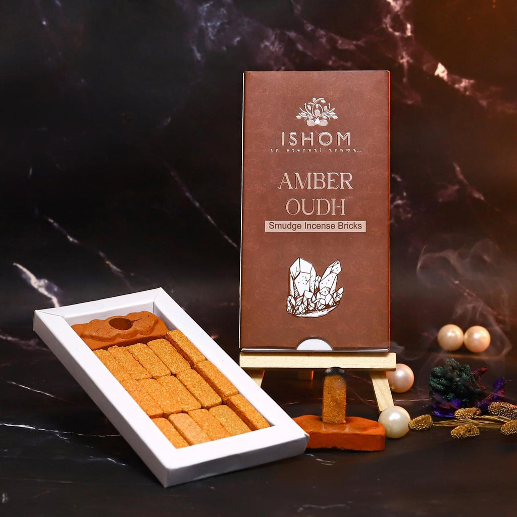 Ishom Amber Oudh Incense Bricks – Premium Warm & Woody Aromatherapy Experience