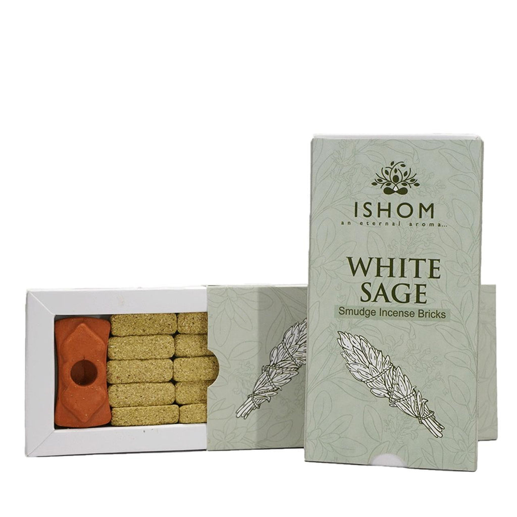 Ishom White Sage Incense Bricks – Natural Cleansing & Purifying Aromatherapy