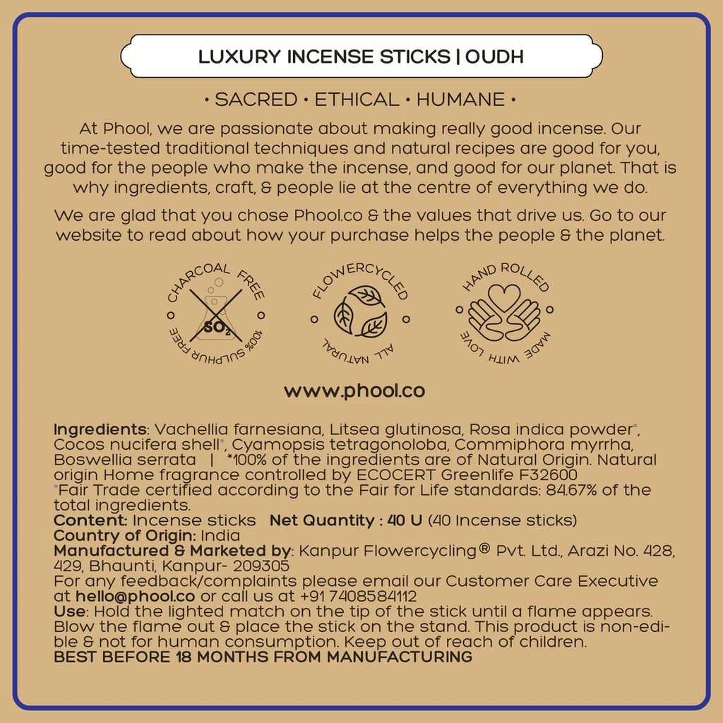 Phool Oudh Incense Sticks for Luxury Aroma & Deep Relaxation