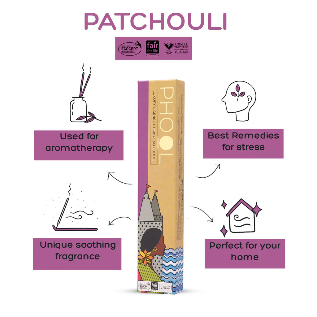 Phool Patchouli Incense Sticks for Grounding & Relaxation