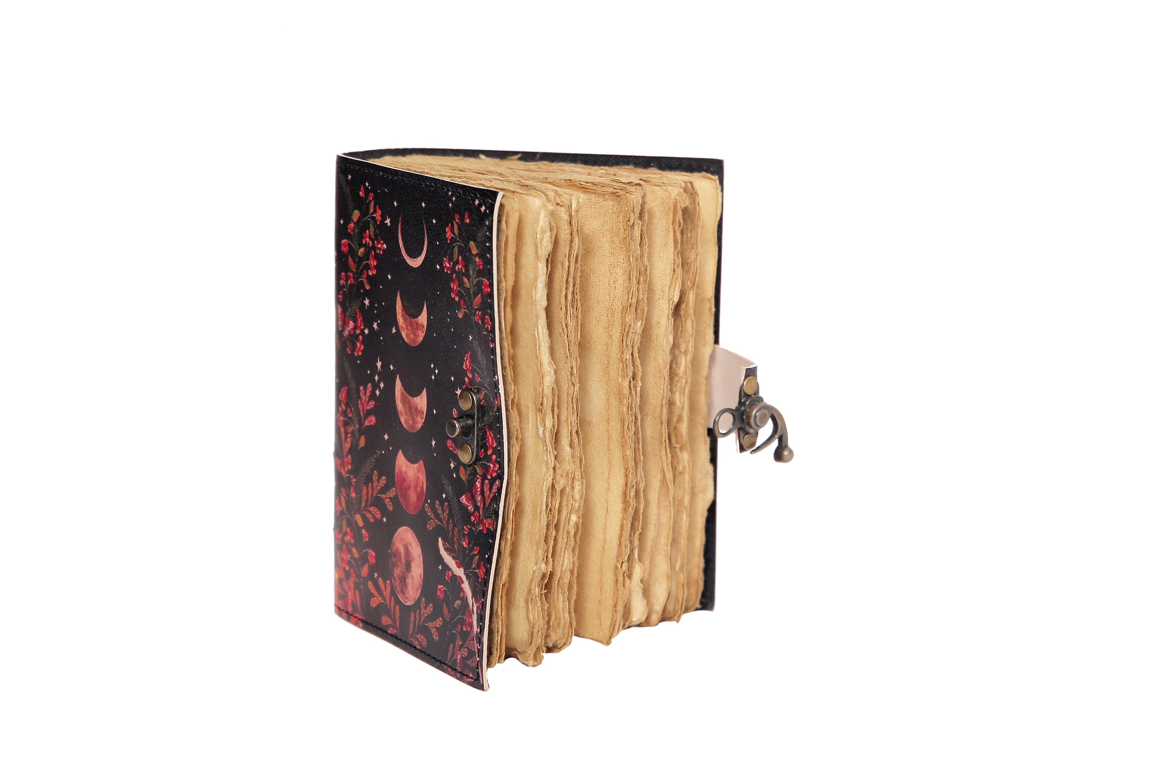 Red Moon Phase Handmade Journal – Celestial Writing & Mindfulness Notebook