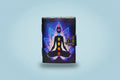Journal with a chakra design on a black cover against a white background