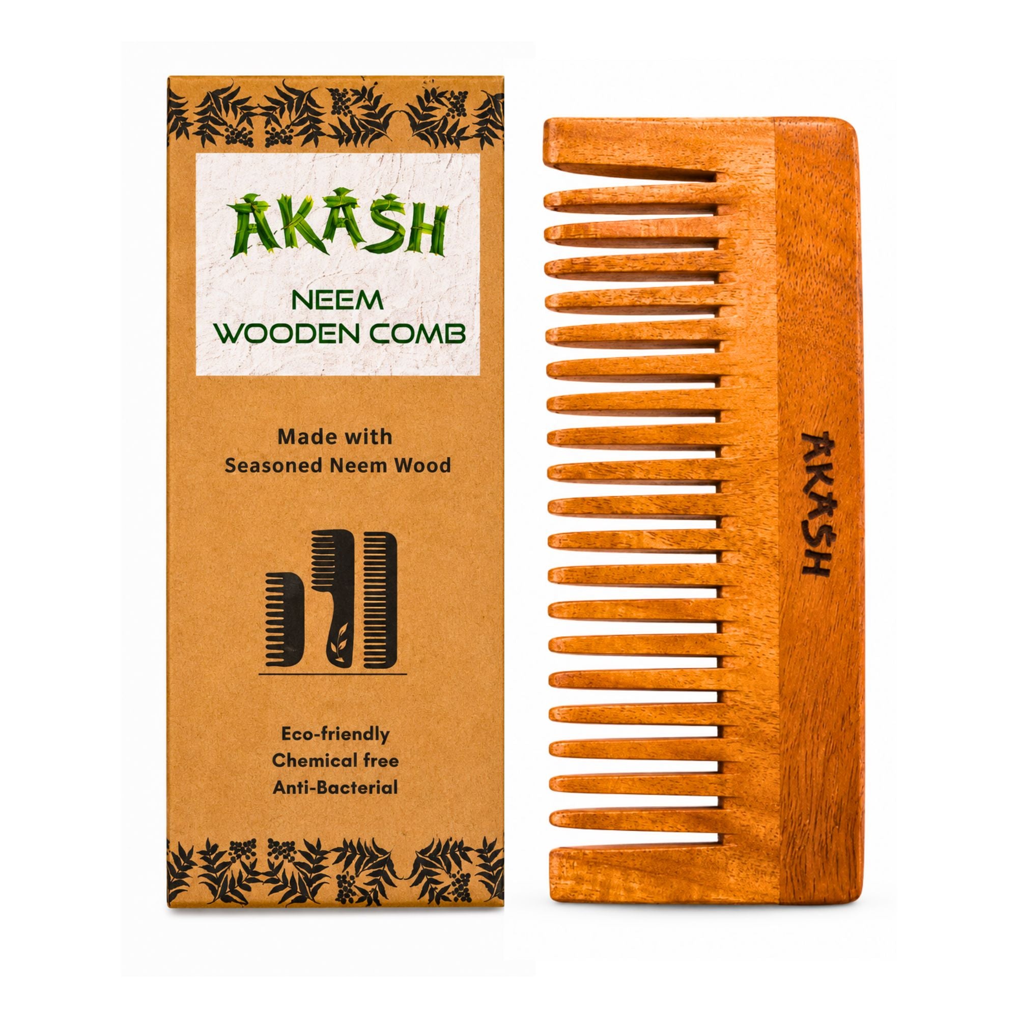 Neem Wood Wide Tooth Comb for Men and Women
